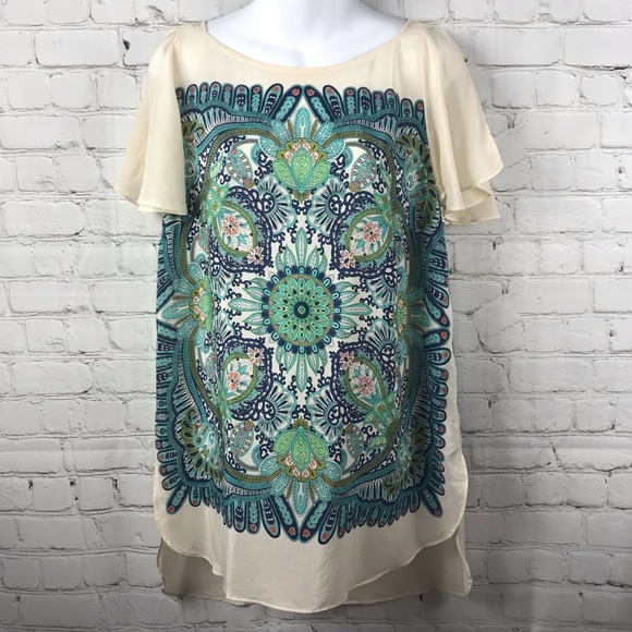 Anthro Maeve Ludovica Silk Flutter Sleeve Top - Picture 2 of 8